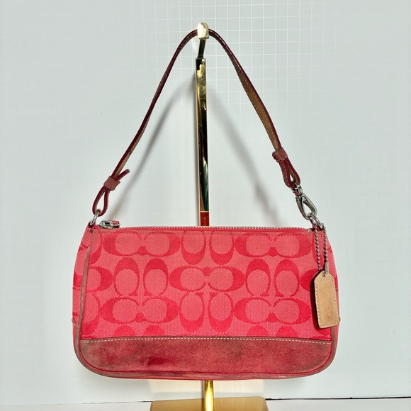 RARE Y2K Coach Red Suede Jacquard 6094 Demi Pochette Mini Bag - Picture 1 of 8